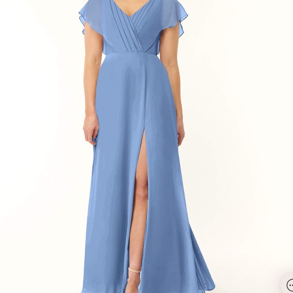 Azazie Rylee Steele Blue S8 New - Picture 7 of 7